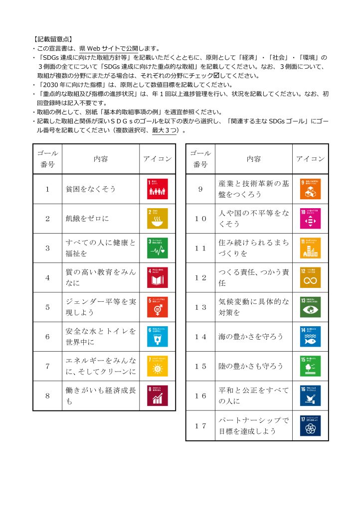 SDGs達成に向けた宣言書2